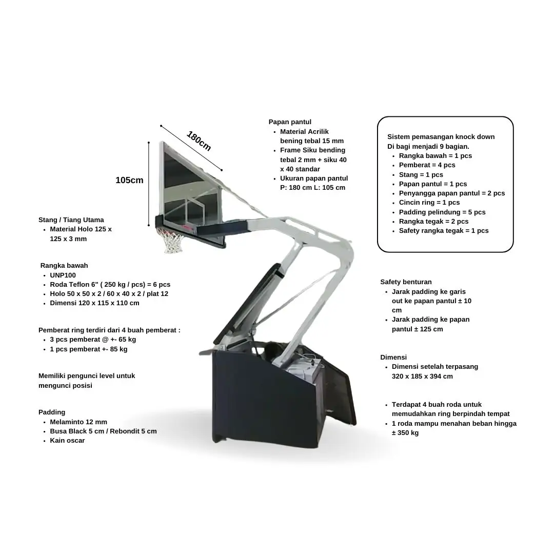 Ring Basket Portable Go-Up Pro Hidrolik Manual (Pompa)